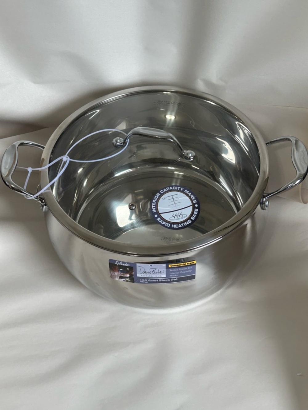 Stainless Steel Stock Pot with Glass Lid - Silver